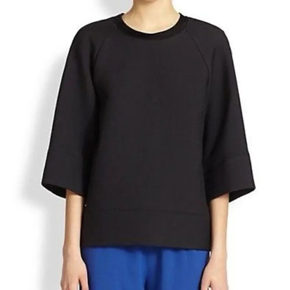 Rag & Bone The Raglan Top Textured Jacquard Sweatshirt in Black Size Medium